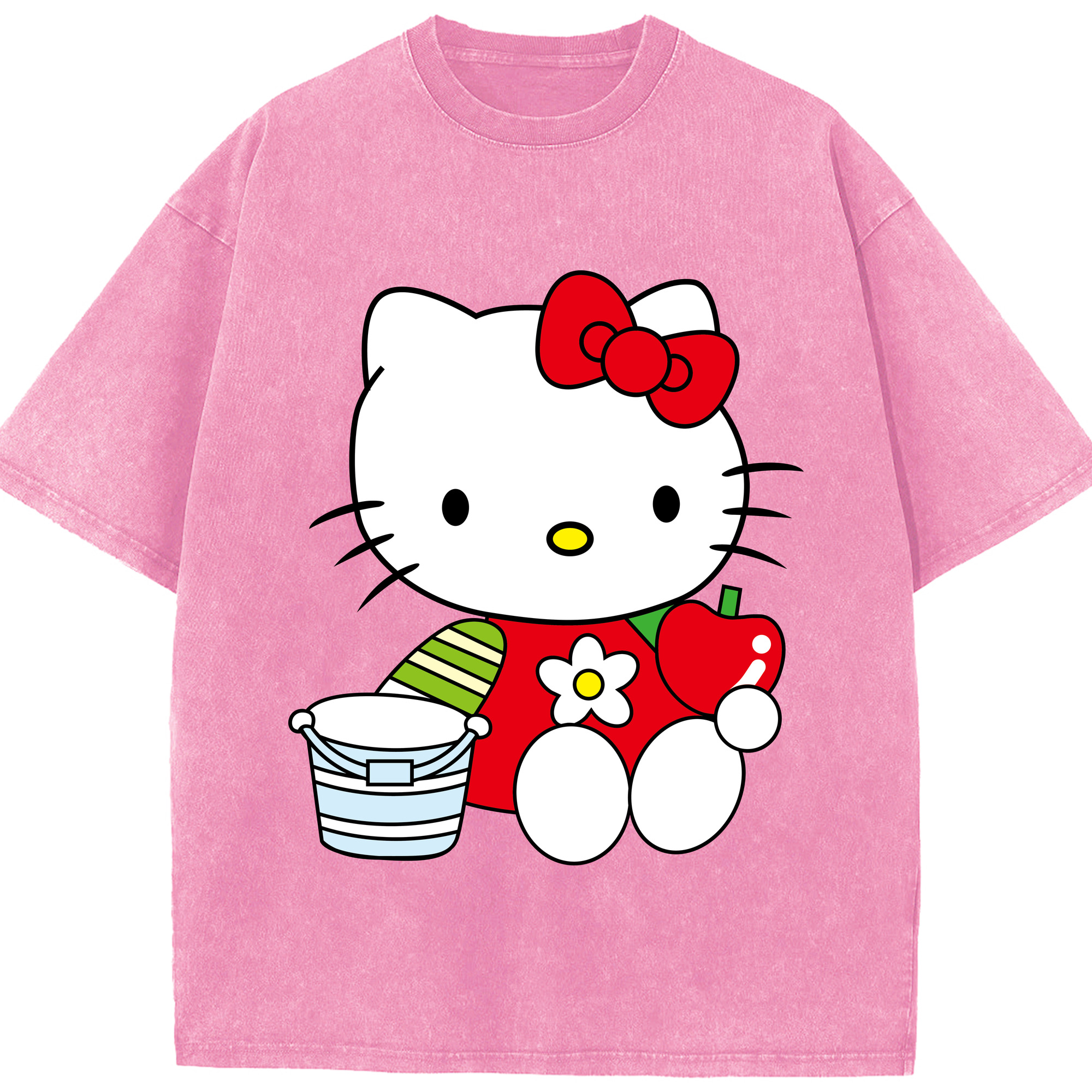 （画像用） Hello Kitty ハローキティ 綿100% ヴィンテージ風 半袖Tシャツ（フロントプリント）